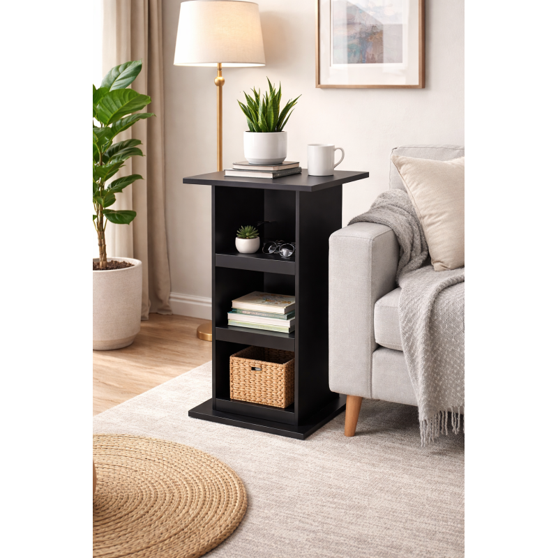 Барний стіл з місцем зберігання, чорний