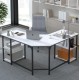 Haillee L-shaped computer desk with a metal base