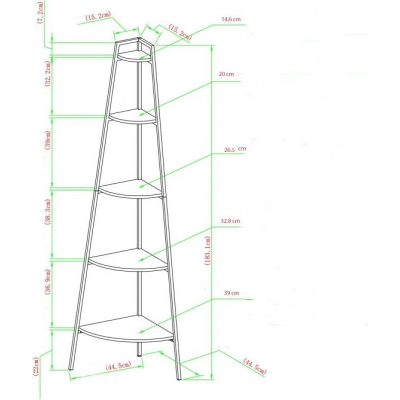 Стелаж “Perlman” MSM — стильний 5-ярусний кутовий стелаж