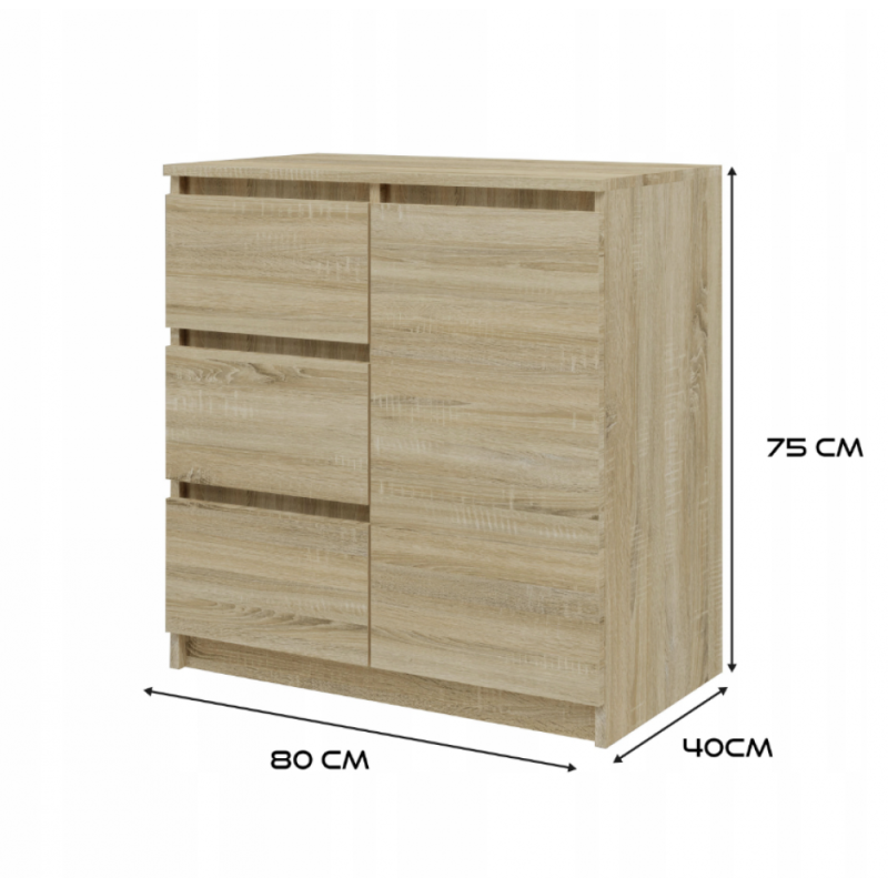 Комод  з 1 дверима та 3 шухлядами MSM — стильний лофт комод