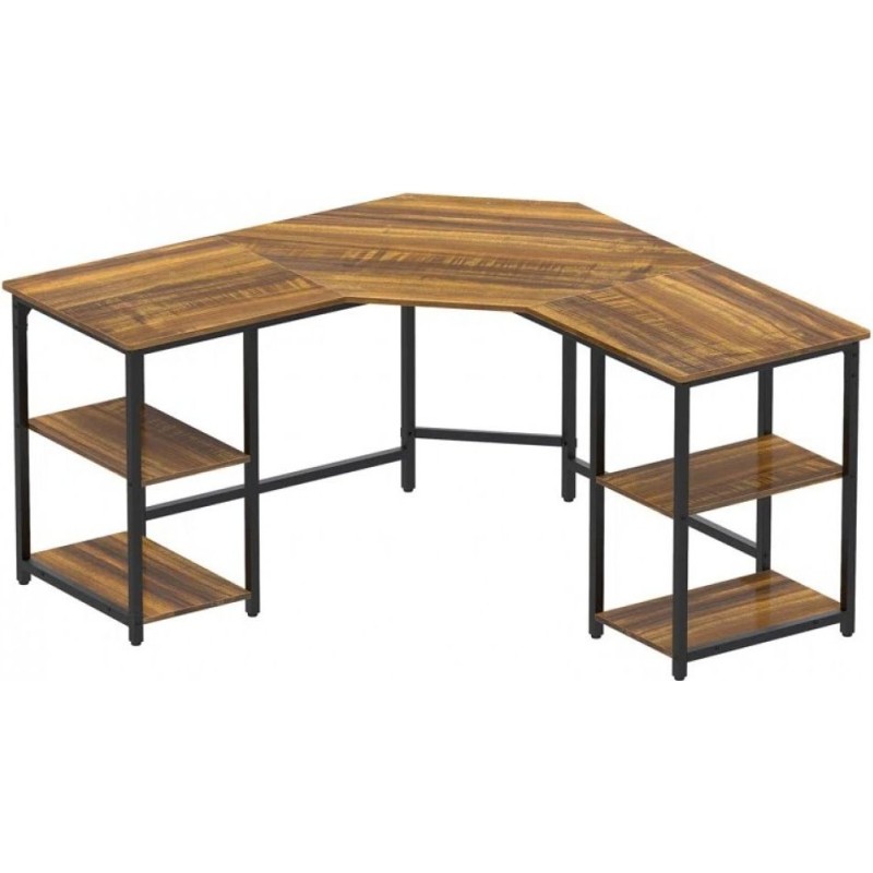 Haillee L-shaped computer desk with a metal base