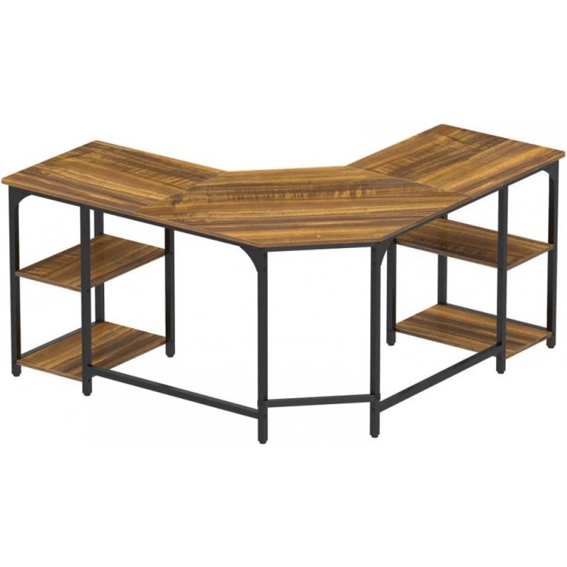 Haillee L-shaped computer desk with a metal base