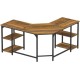 Haillee L-shaped computer desk with a metal base