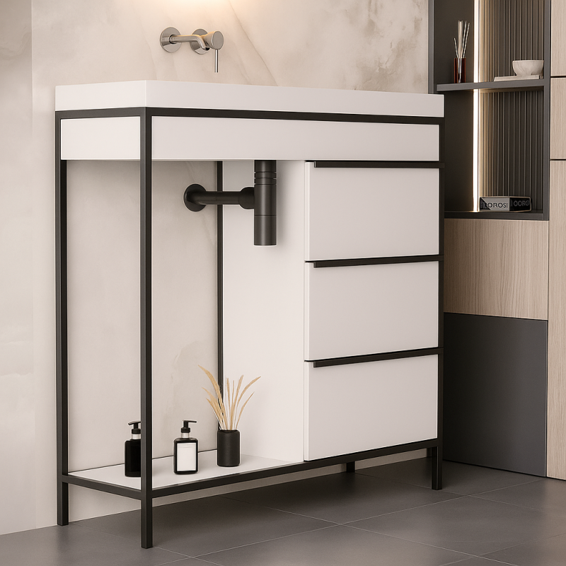 Тумба під раковину з відкритими та закритими полицями, 1000×350×1000 мм (МСМ)