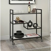 Широкий прямокутний барний візок Lovett зі скляними полицями