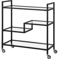 Широкий прямокутний барний візок Lovett зі скляними полицями