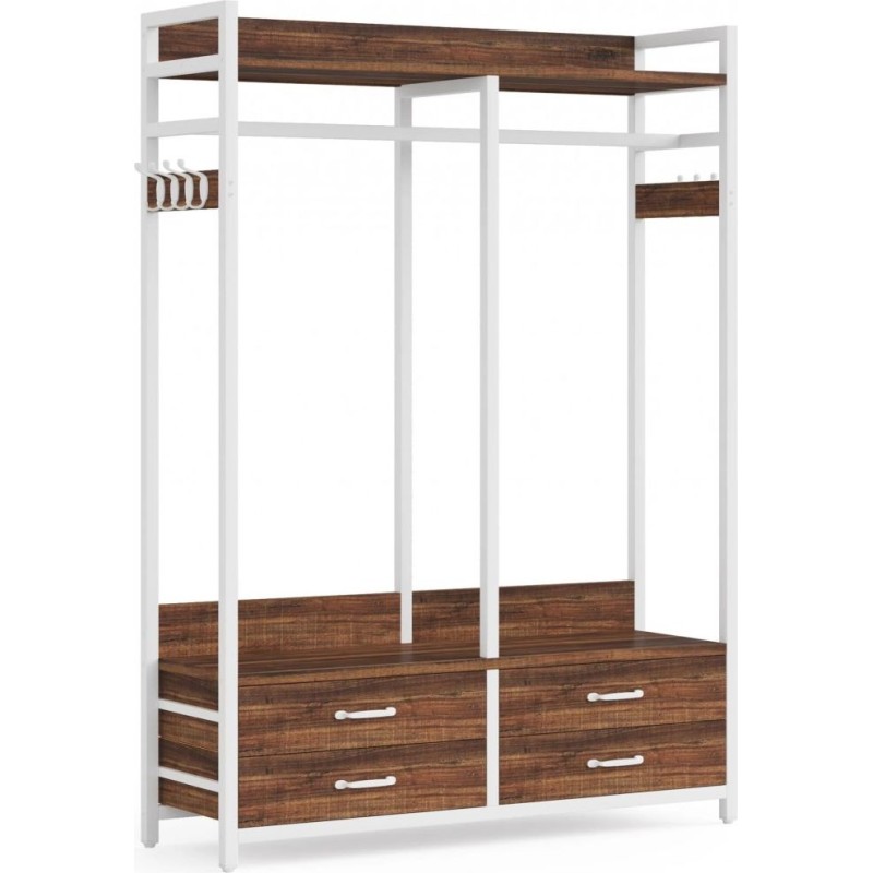 Стелаж-органайзер, вішалка для одягу з ящиками та полицями