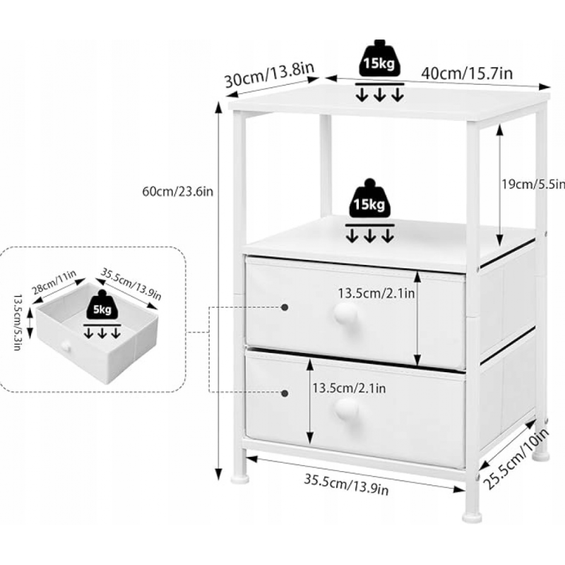 Тумбочка MSM з металевим каркасом та ДСП