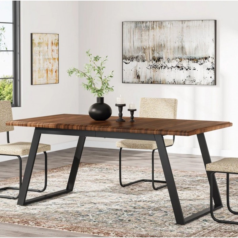 Обідній стіл на 6 осіб, прямокутний кухонний стіл із металевими ніжками.