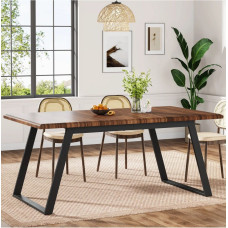 Обідній стіл на 6 осіб, прямокутний кухонний стіл із металевими ніжками.