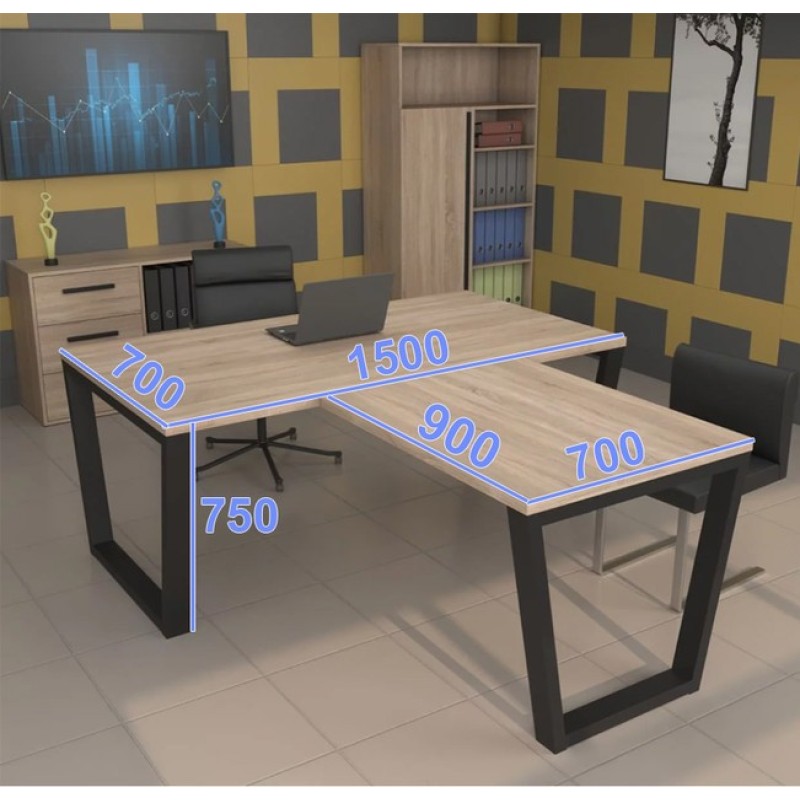 Стіл керівника “U-стиль”, стиль лофт, MSMLOFT