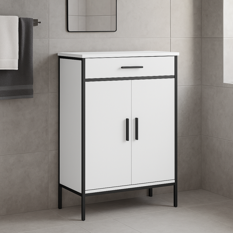 Шафка для ванної HOMCOM 60×30×80 см з ящиком та полицями