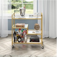 Lovett wide rectangular bar cart with glass shelves