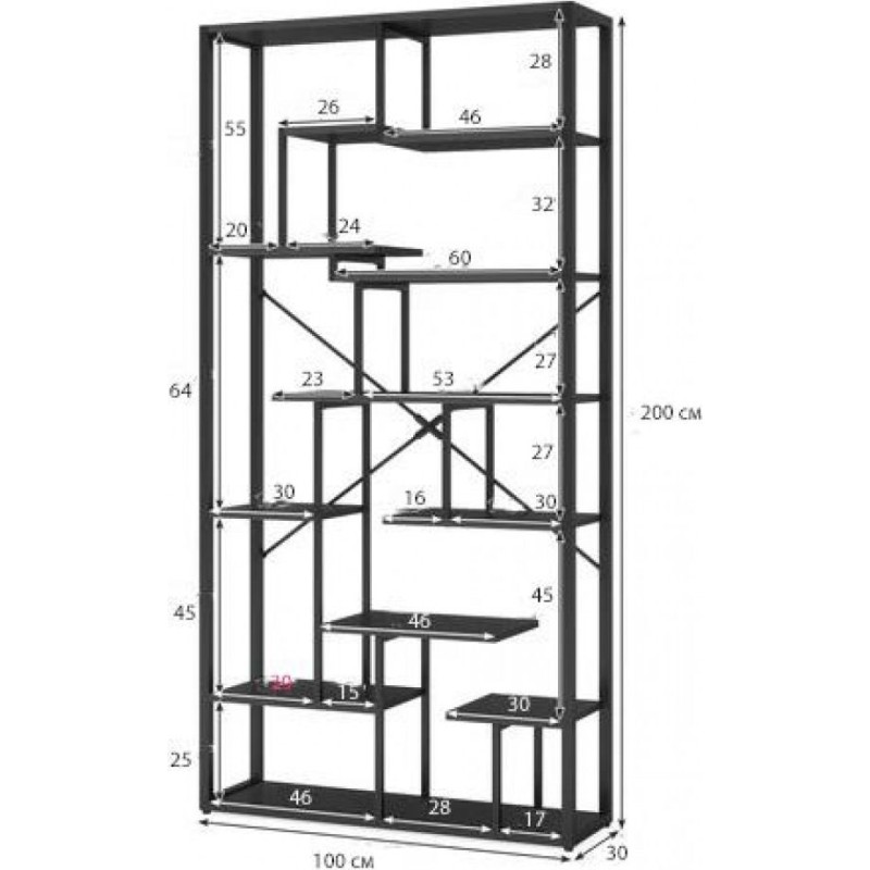 Стелаж Skiff 5 — 7‑ярусний лофт‑стелаж з 12 полицями