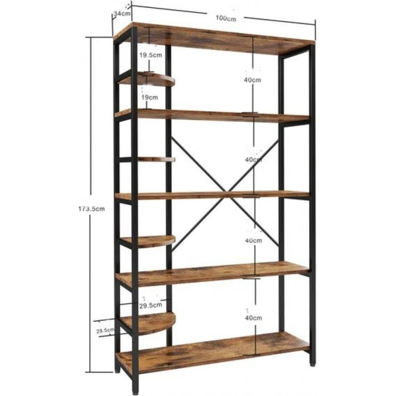 Стелаж Roan Etagere — 5 великих + 4 секторні полиці, 173,5×100×34 см