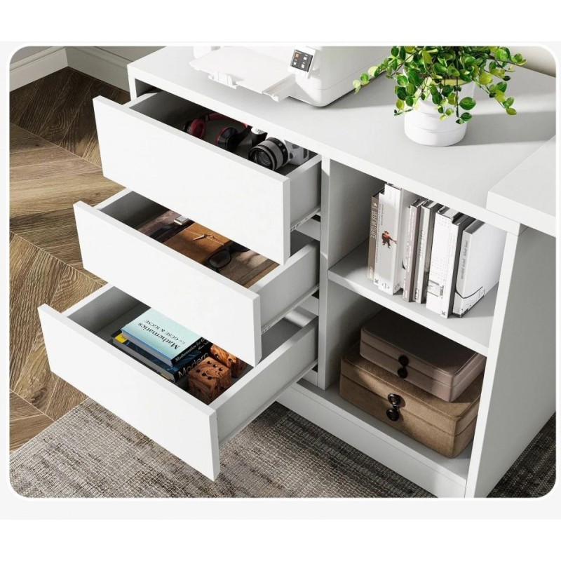 Стіл із ящиком і полицями (L-форма) — 180×45×75 см