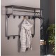 Чорна настінна вішалка для одягу з 12 гачками та 1 полицею