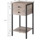 High bedside table with 2 drawers and a shelf MSM Loft