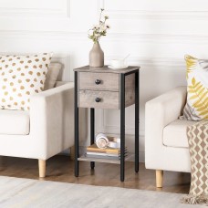 High bedside table with 2 drawers and shelf