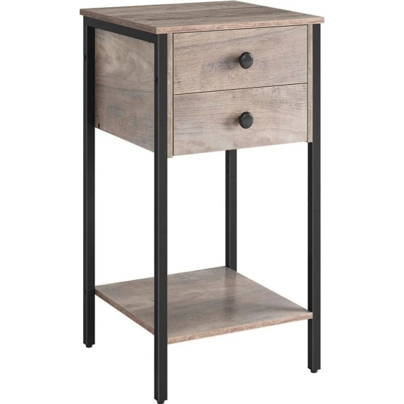 High bedside table with 2 drawers and a shelf MSM Loft