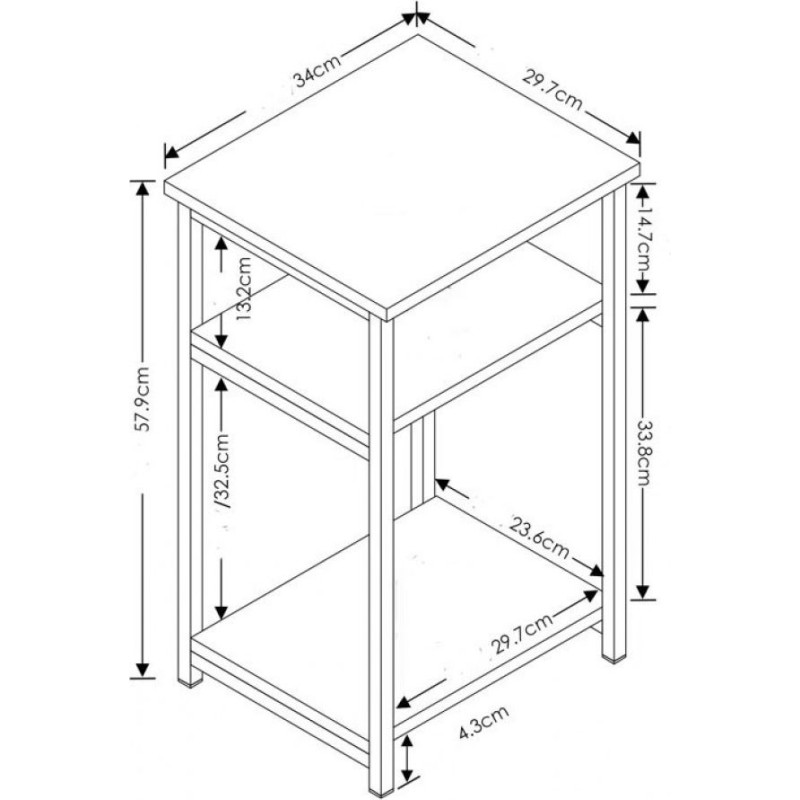 The Tray Top table is 60×34×29.7 cm, a minimalist side table