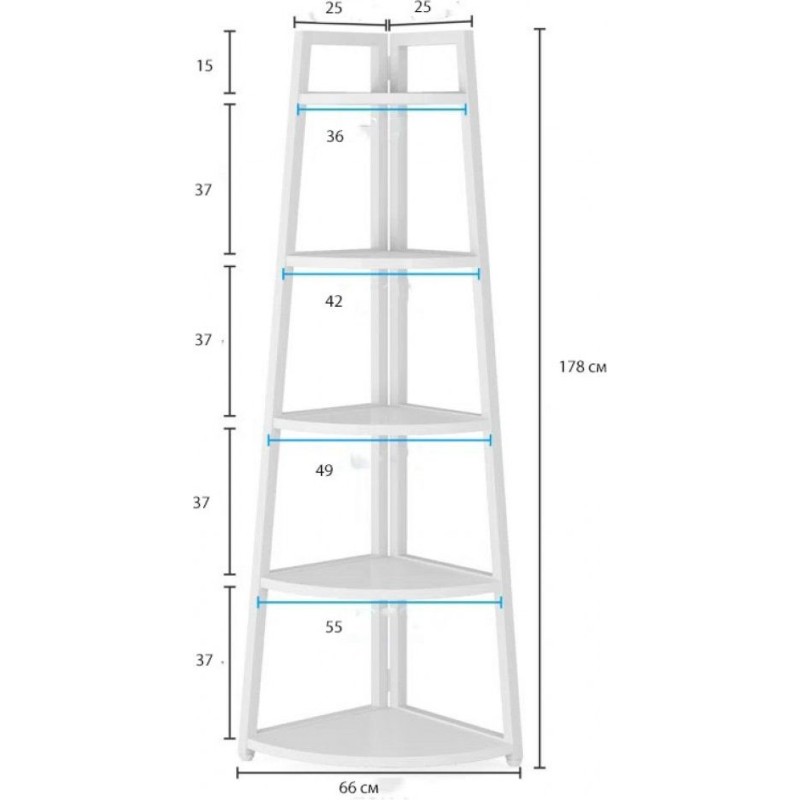 Стелаж Berks MSM — вузький 5-ярусний стелаж 178×66×25 см