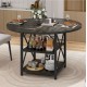 Moasis round dining table with 2-tier shelves