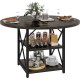 Moasis round dining table with 2-tier shelves