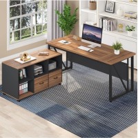 Письмовий стіл Г-подібний з тумбою для файлів