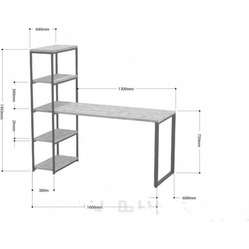 Стіл-стелаж Айсберг Loft 01 (145×130×64 см)