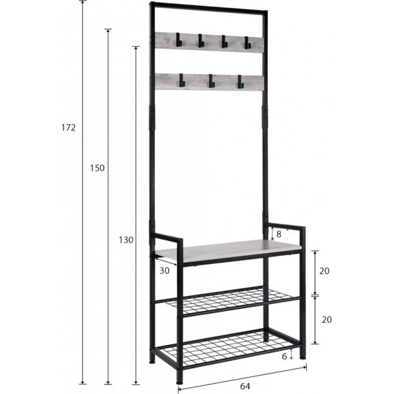 Вішалка 3-в-1 лава для зберігання у передпокої
