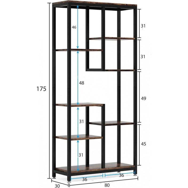 Стелаж SKIFF 8, чорного кольору, 8 полиць