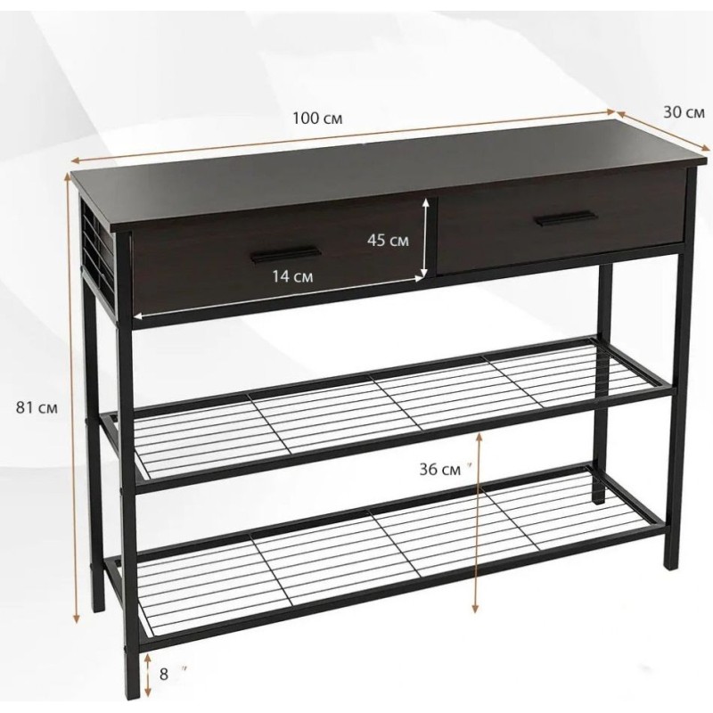 Консольний столик у передпокої з 2 шухлядами