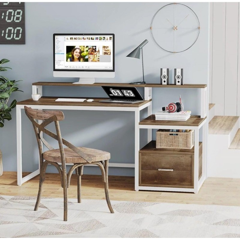 Письмовий стіл із полицями та ящиком для файлів (154 × 60 × 90 см)