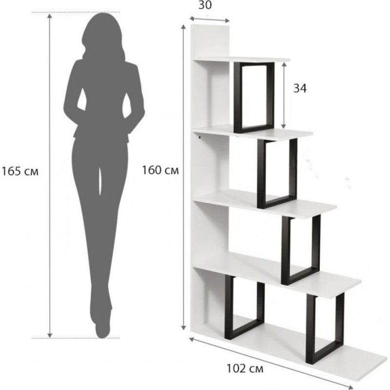 Стелаж Sorren MSM — стильний L-подібний стелаж з 5 полицями