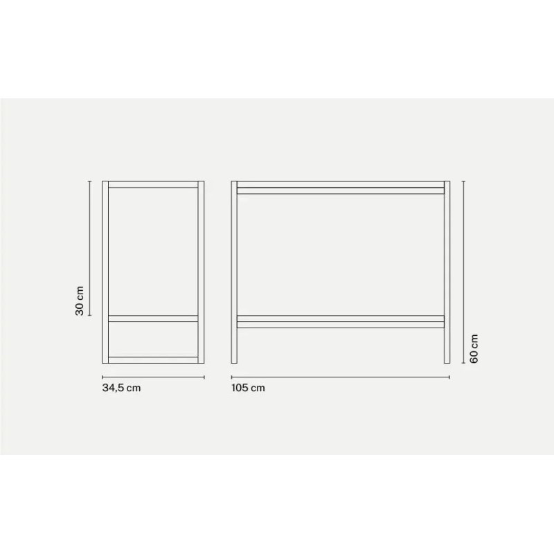 Низький стелаж з двома полицями MSM — стильний і функціональний