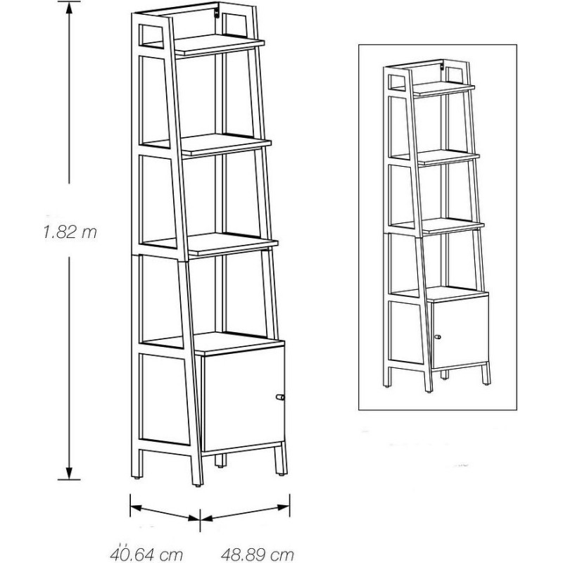 Стелаж Lancaster — 182×48,9×40,6 см, варіант світлий / темний