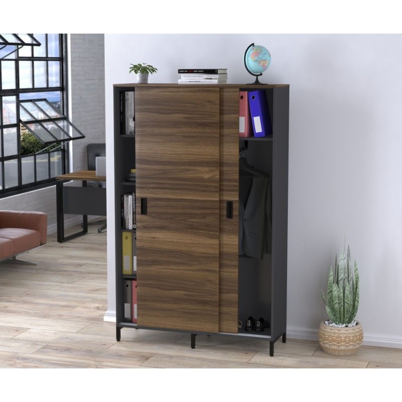 Шафа офісна розсувна LS-1200-1900 — антрацит, MSMLOFT