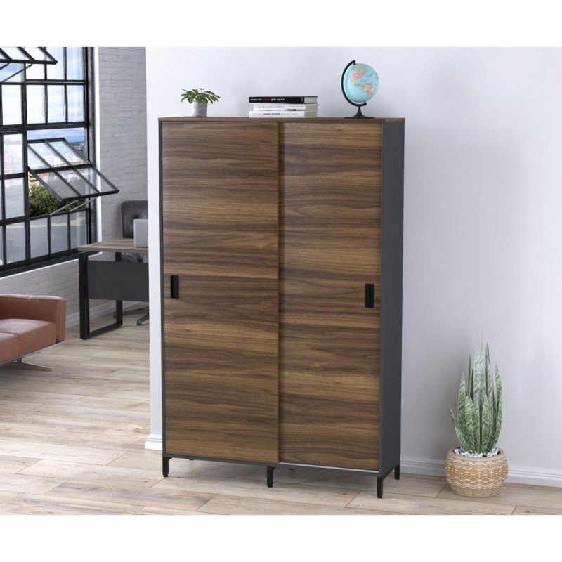 Шафа офісна розсувна LS-1200-1900 — антрацит, MSMLOFT