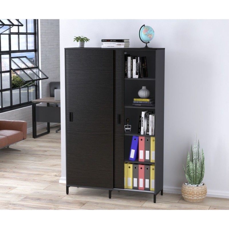 Шафа офісна розсувна LS-1200-1900 — антрацит, MSMLOFT