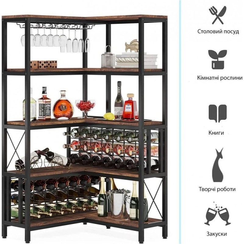 Кутовий барний барний для зберігання алкогольних напоїв і келихів