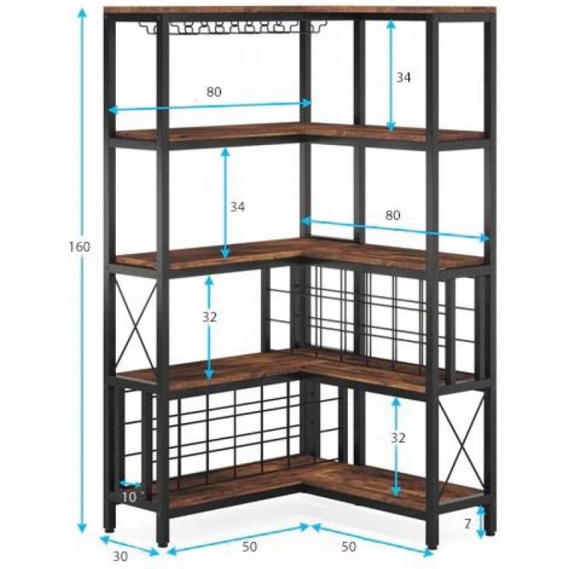 Кутовий барний барний для зберігання алкогольних напоїв і келихів