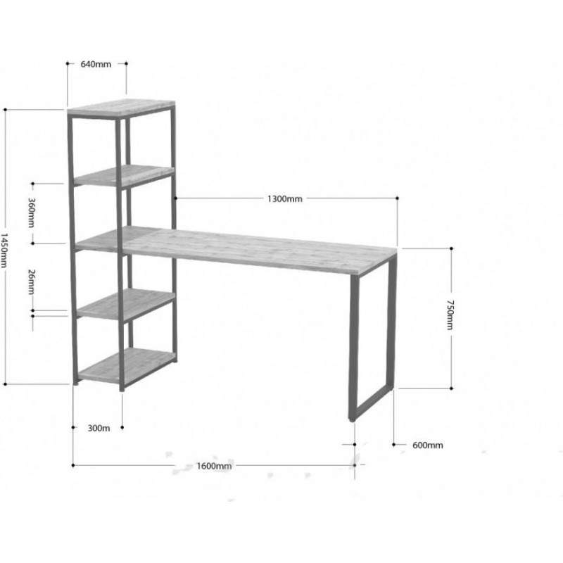 Стіл-стелаж Айсберг  01 Білий/білий MSMLOFT — стильний стіл-стелаж у стилі лофт