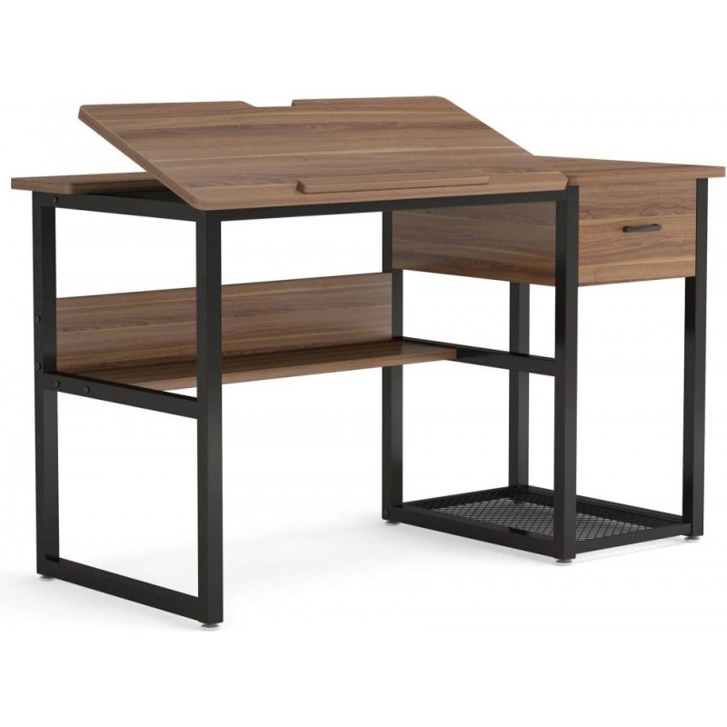 Стіл письмовий, дуб сонома/чорний метал