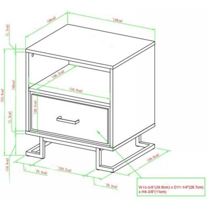 Тумбочка з 1 шухлядою  стилі лофт