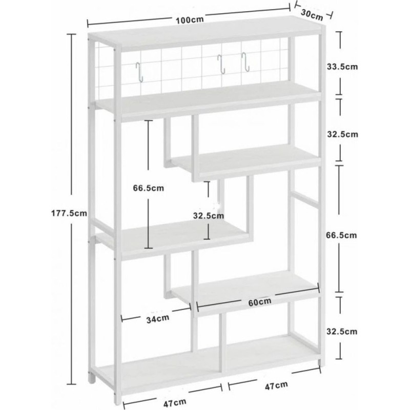 Геометричний стелаж MSM — великий 6-рівневий відкритий стелаж для дому та офісу