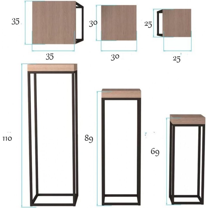 Підставка для рослин Billye – набір із 3 шт (110×35×35 см)