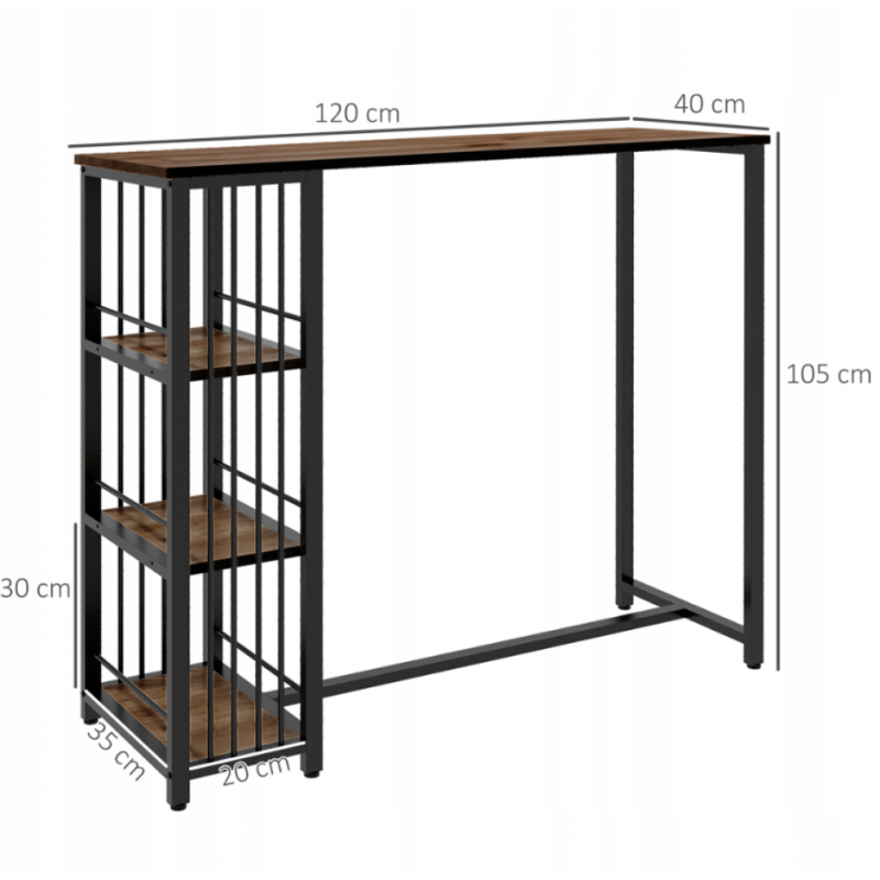 Барний стіл HOMCOM з 3 полицями