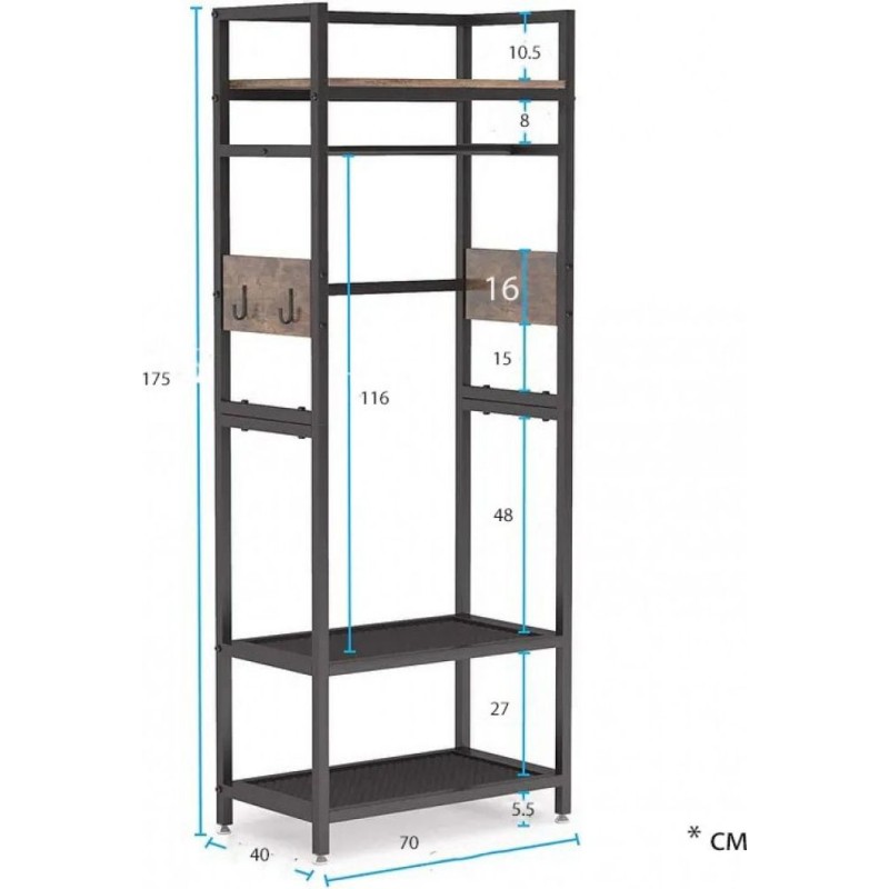 Вішалка для одягу з полицями