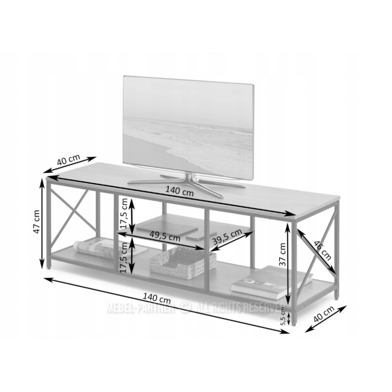 Телевізійна тумба 140 см — MSMLOFT